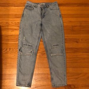 Top Shop Light blue jeans knees missing